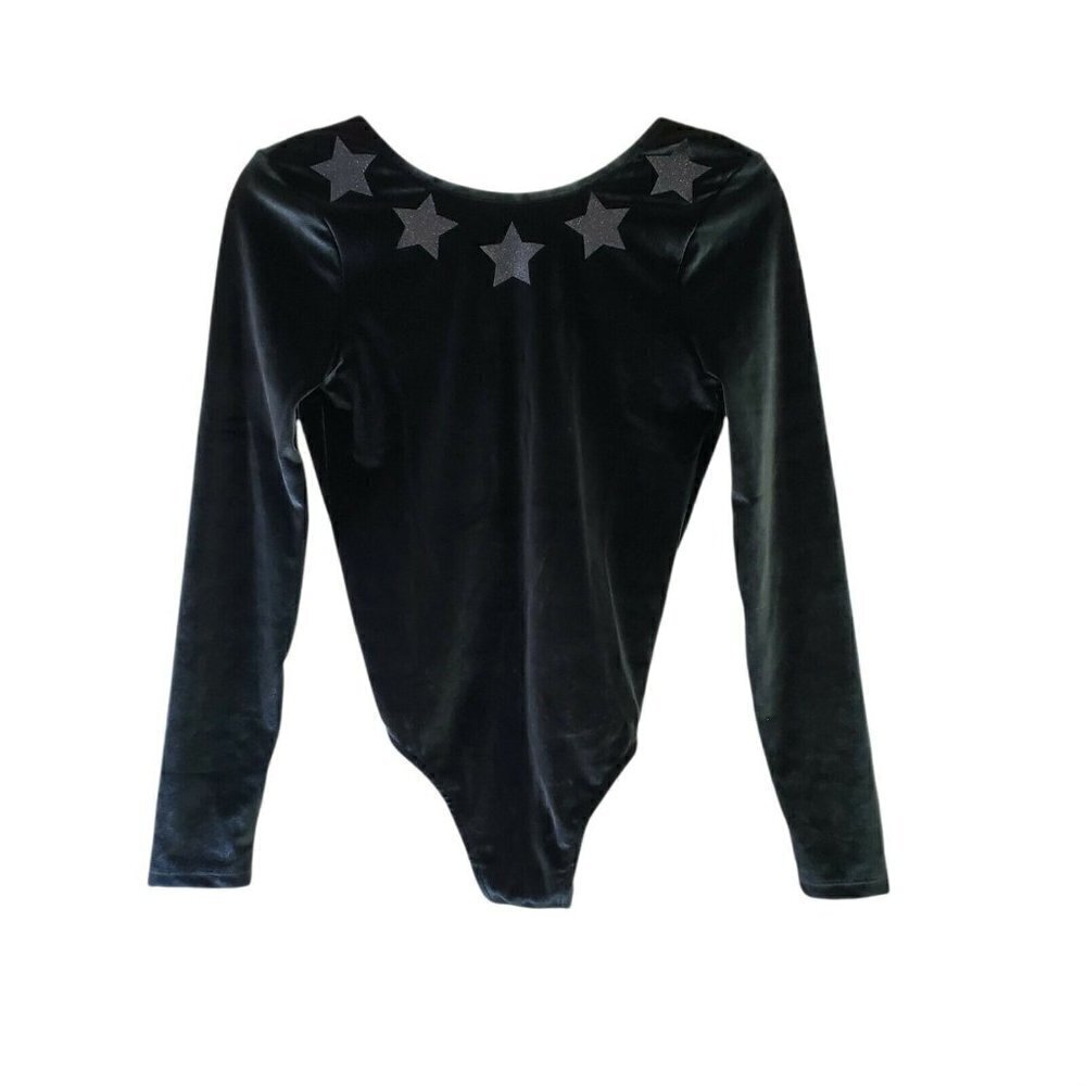 Victorias Secret Sports Bodysuit XS‎ Stars Velvet Teddy  Thong Long Sleeve NWT